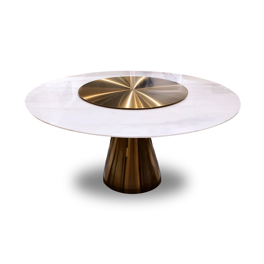 KRAKEN Marble Lazy Susan Dining Table Dining Table with Champagne Gold Lazy Susan