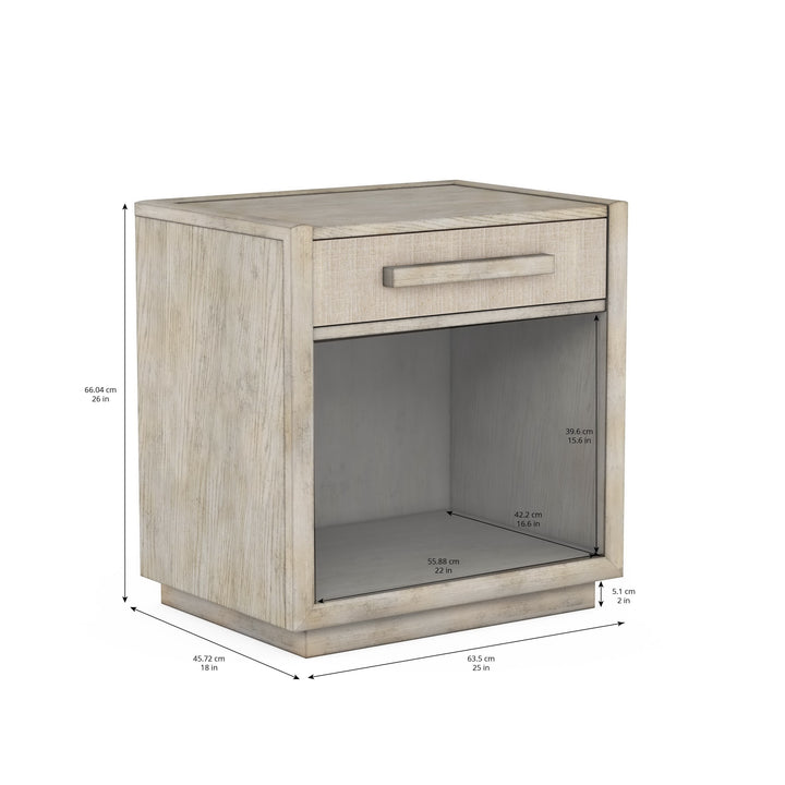 COTIERE 1 Drawer Linen Wood Nightstand