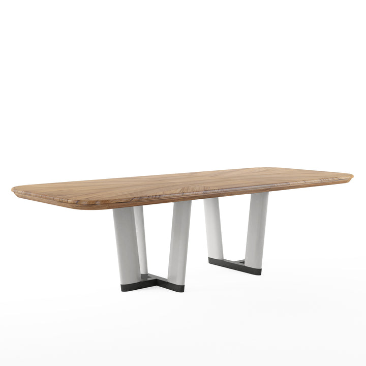 PORTICO White & Wood Rectangular Dining Table