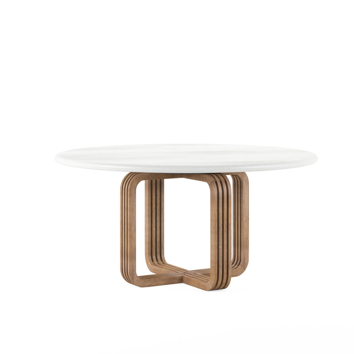 PORTICO White & Wood Round Dining Table