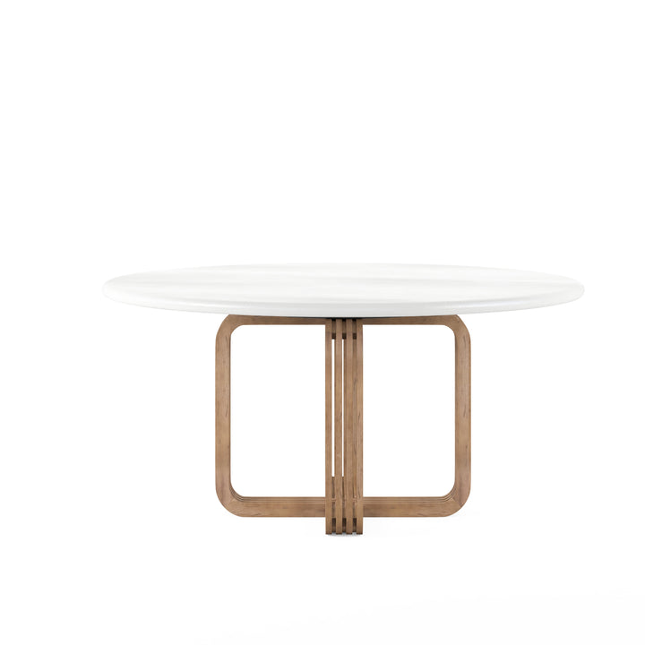 PORTICO White & Wood Round Dining Table