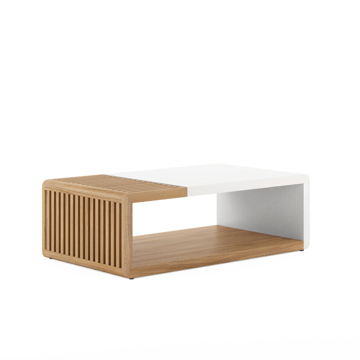 PORTICO White & Wood Rectangular Coffee Table