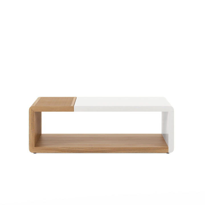 PORTICO White & Wood Rectangular Coffee Table