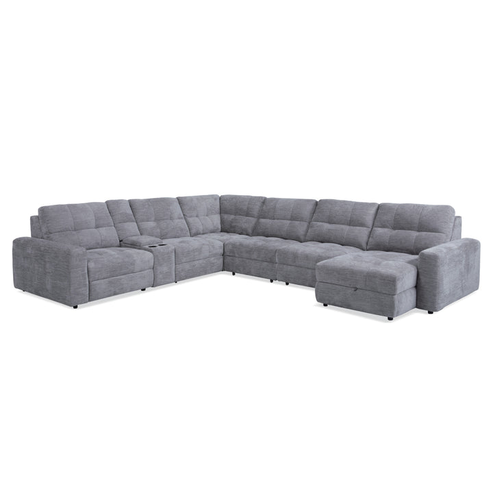 MARCELLUS Fluffy Fossil Fabric Sectional Sofa