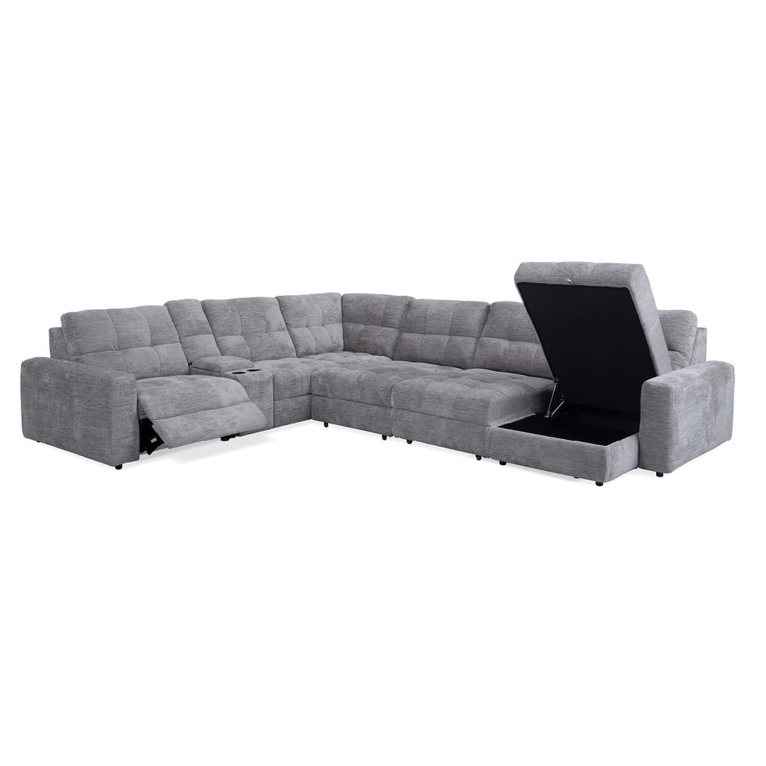 MARCELLUS Fluffy Fossil Fabric Sectional Sofa