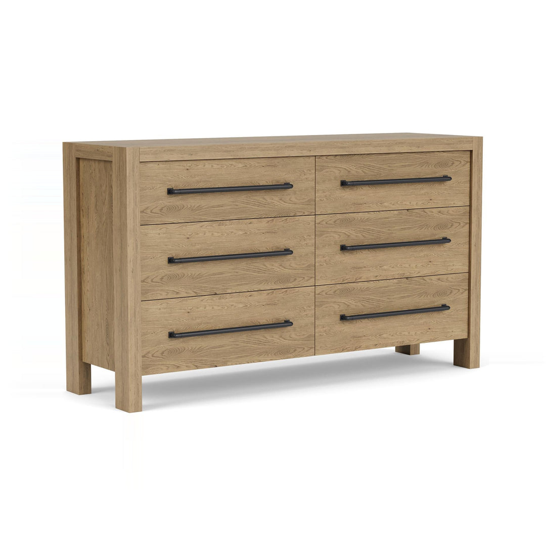 DAVIE Pale Oak Veneer 6 Drawers Dresser