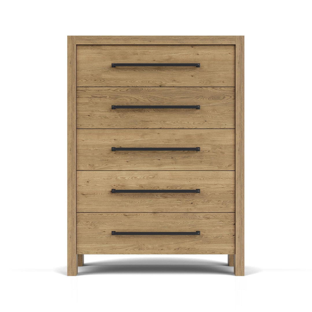 DAVIE Pale Oak Veneer 5 Drawers Chest