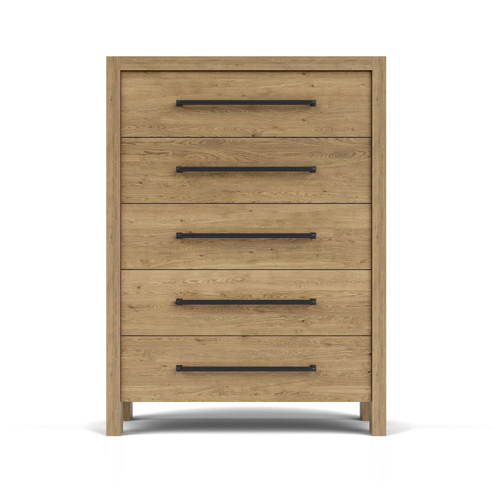 DAVIE Pale Oak Veneer 5 Drawers Chest