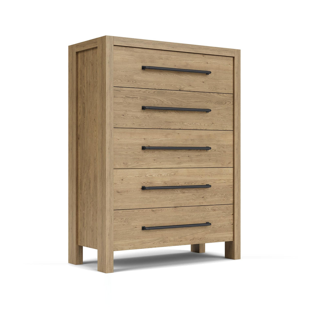 DAVIE Pale Oak Veneer 5 Drawers Chest