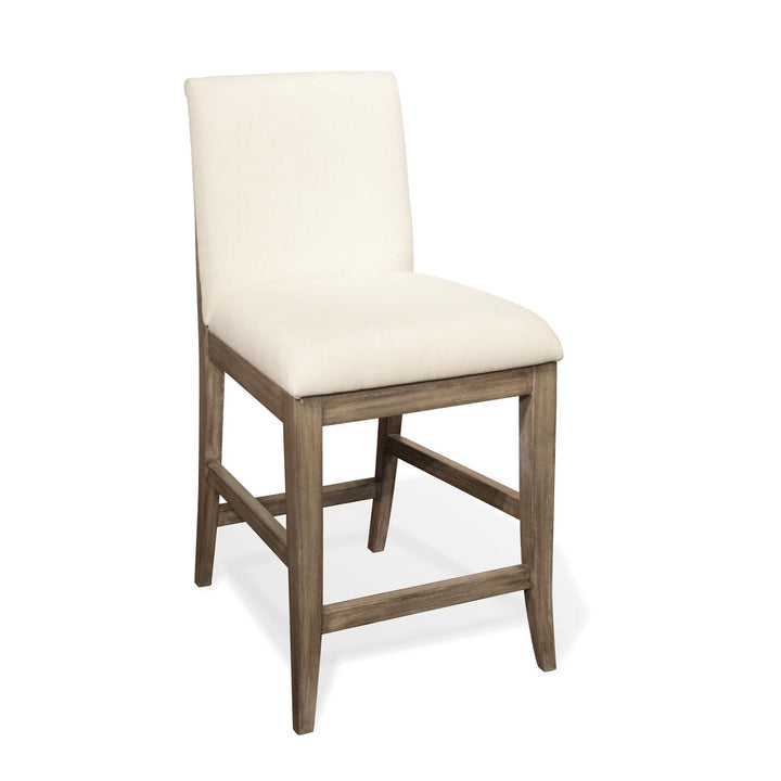 SOPHIE White Fabric & Wood Counter Stool