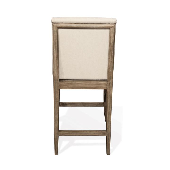 SOPHIE White Fabric & Wood Counter Stool