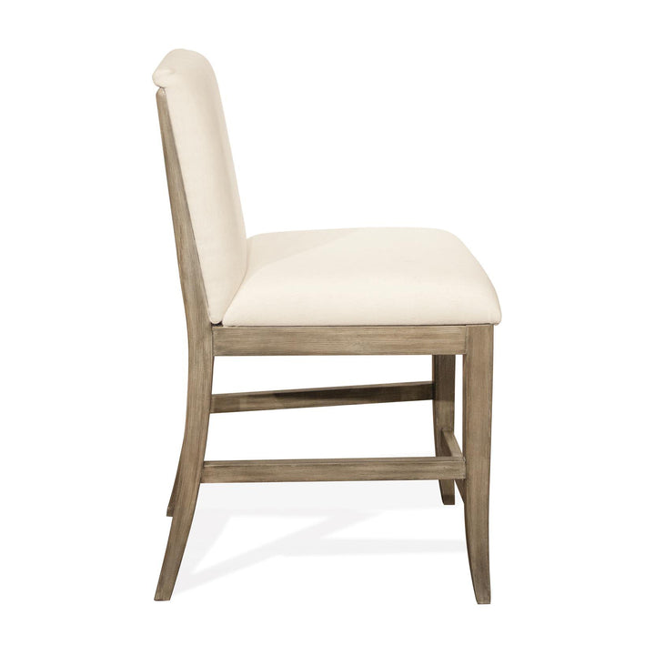 SOPHIE White Fabric & Wood Counter Stool