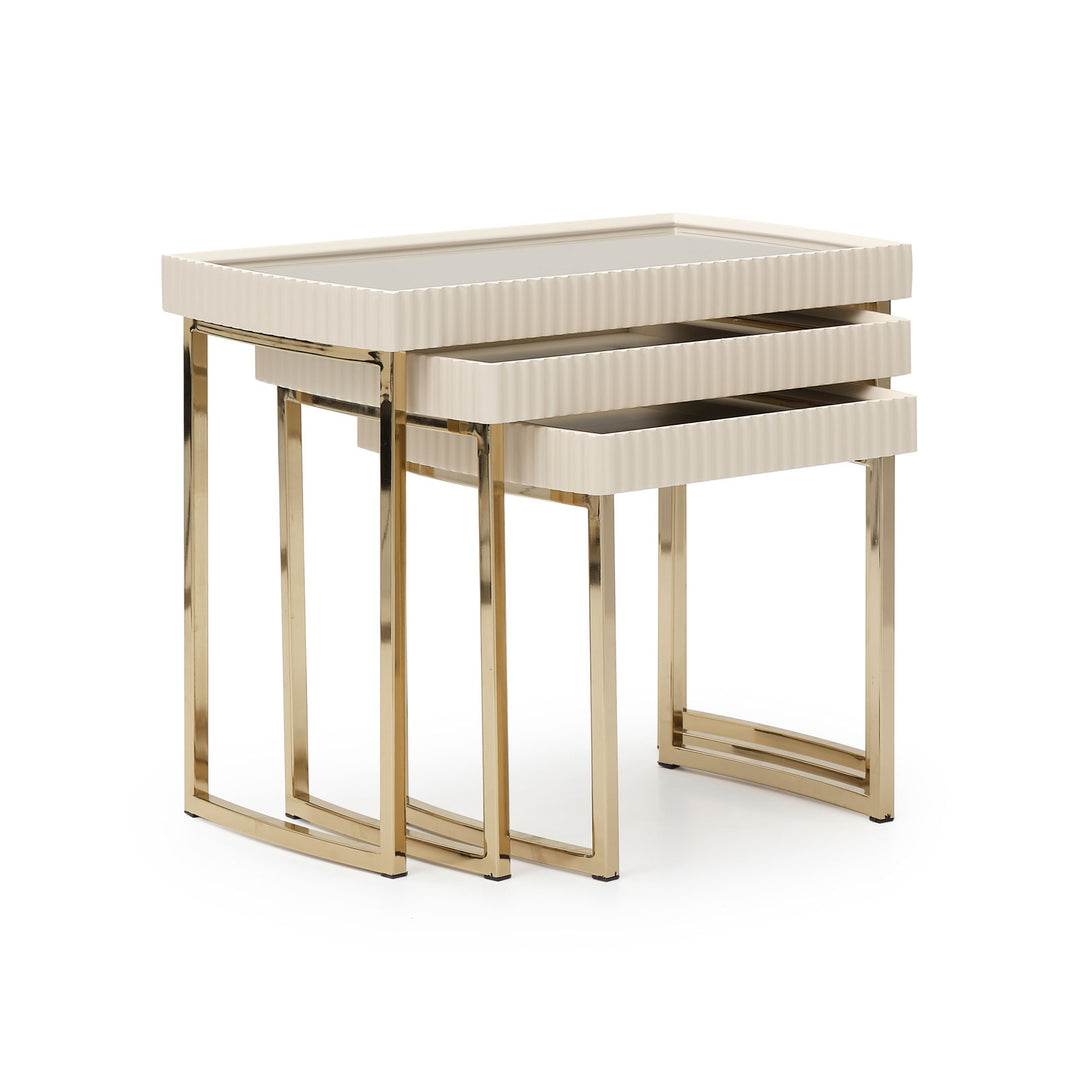 LISBON Nesting Silken Matte Cream End Table - Michael Amini