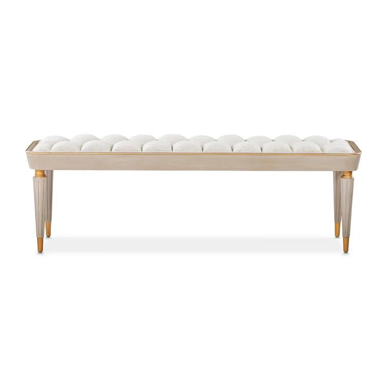 ST. CHARLES Dove Grey Fabric & Wood Bench