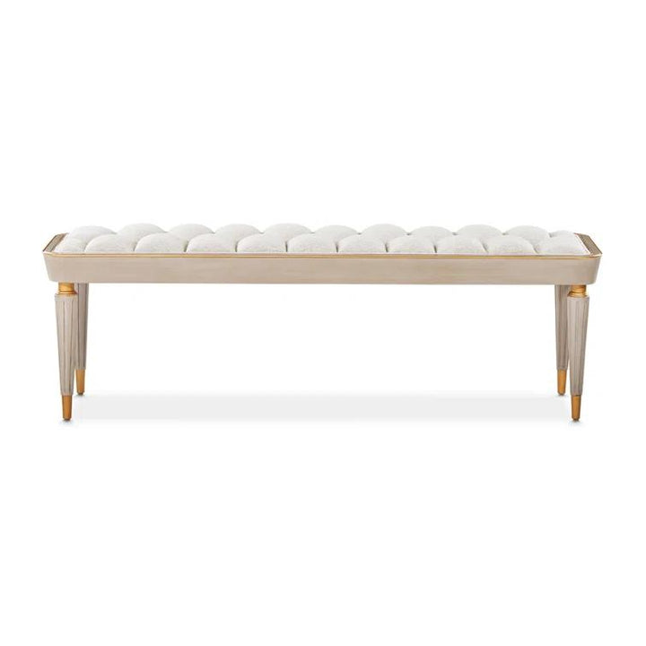 ST. CHARLES Dove Grey Fabric & Wood Bench