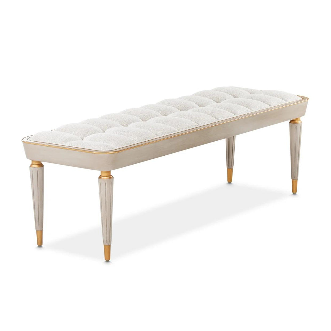 ST. CHARLES Dove Grey Fabric & Wood Bench