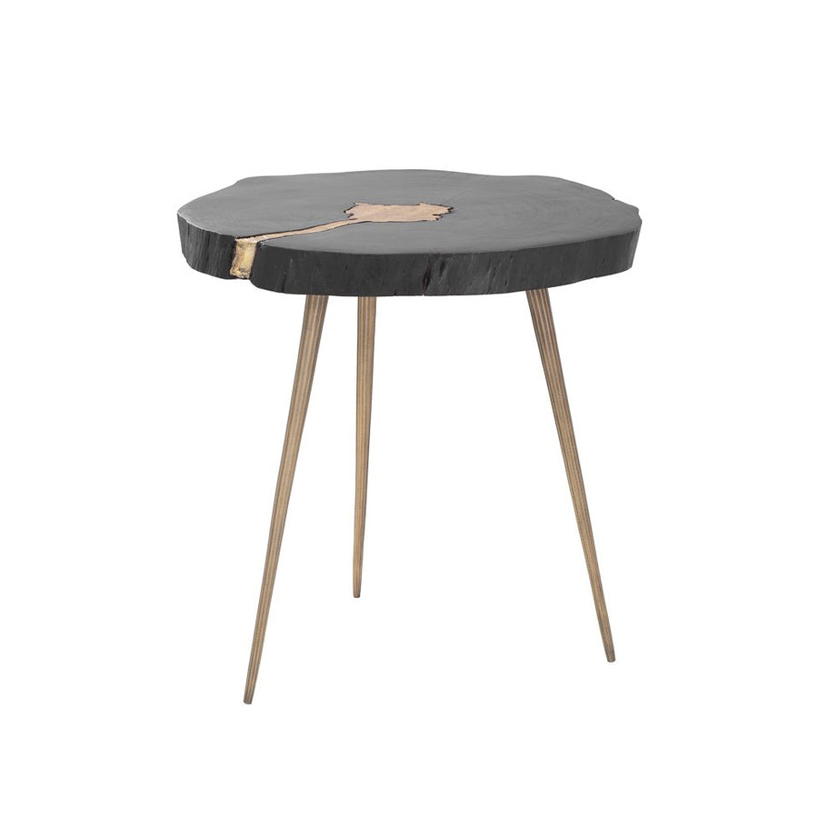 Black Acacia Wood End Table