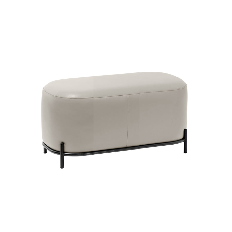 Short Grey Leathaire Bench