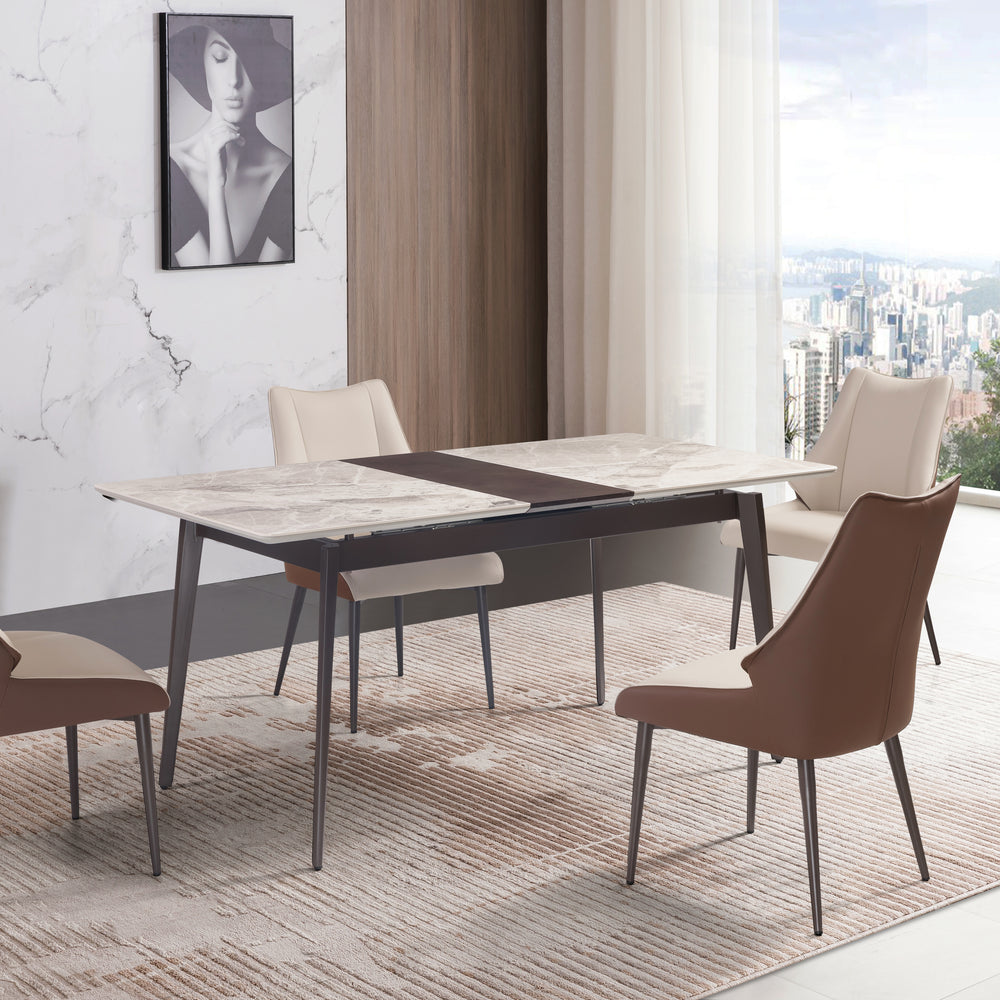 Ceramic & Veneer Extendable Dining Table