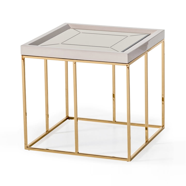 CARMELA Shimmer Ivory End Table - Michael Amini