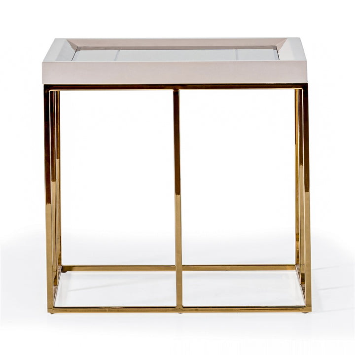 CARMELA Shimmer Ivory End Table - Michael Amini