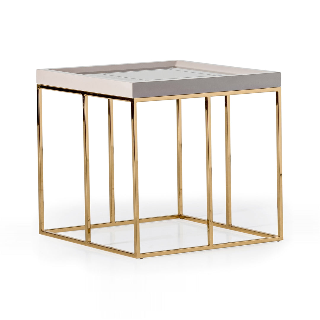 CARMELA Shimmer Ivory End Table - Michael Amini