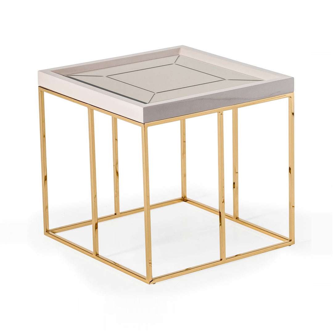 CARMELA Shimmer Ivory End Table - Michael Amini