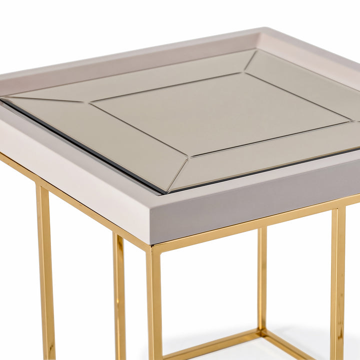 CARMELA Shimmer Ivory End Table - Michael Amini