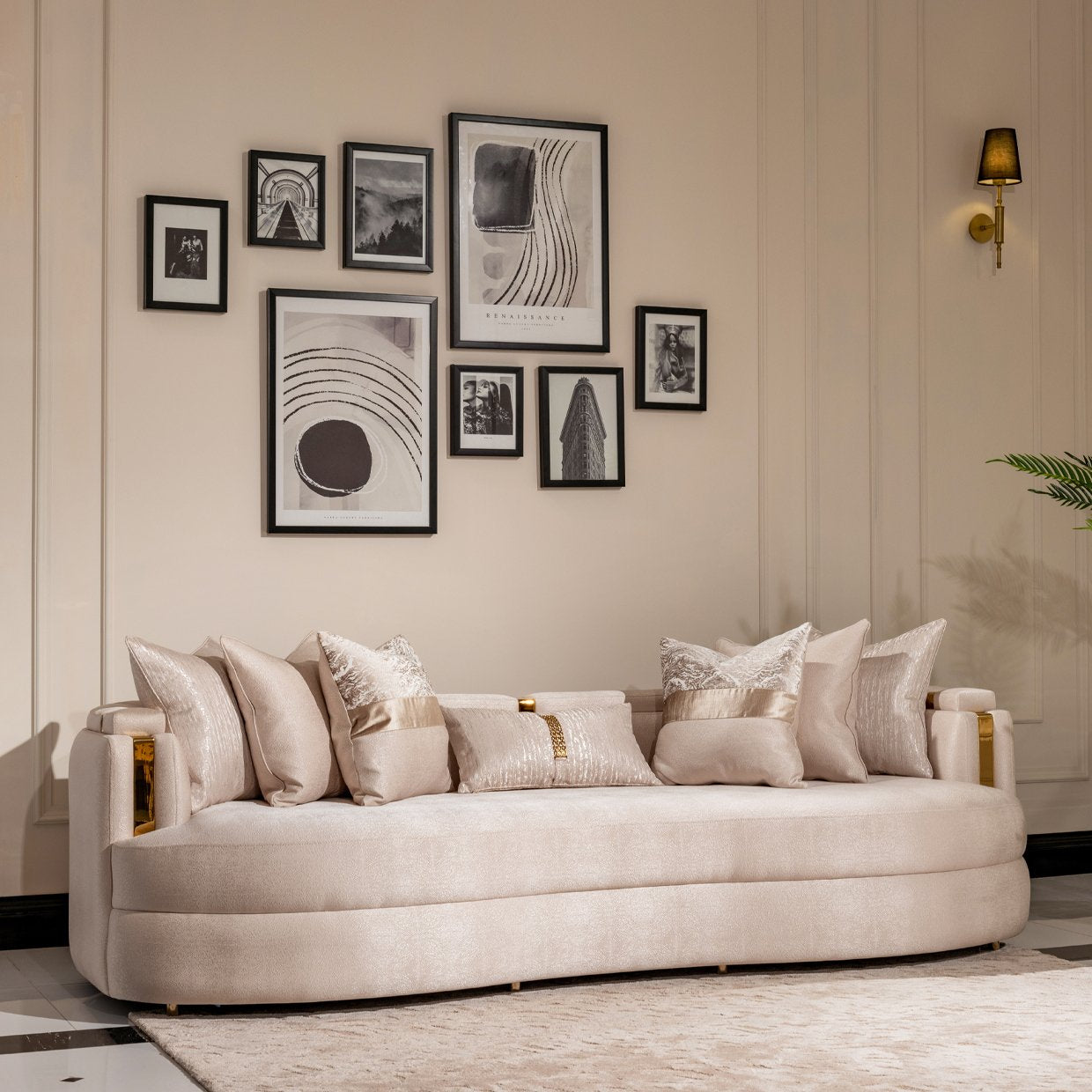 CARMELA Mansion Almond Gold Sofa Michael Amini