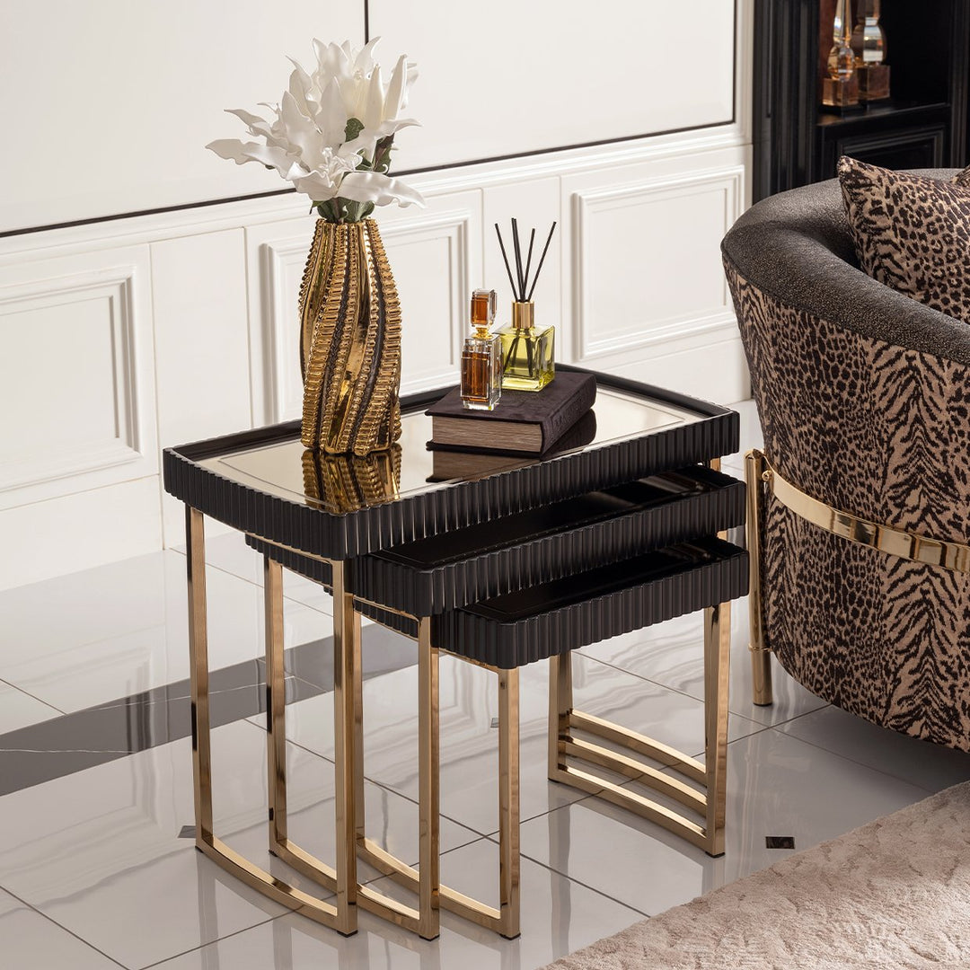 LISBON Black Nesting End Table - Michael Amini