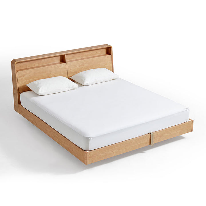 LINDEN Floating Oak Frame Bed with LED Under-lighting