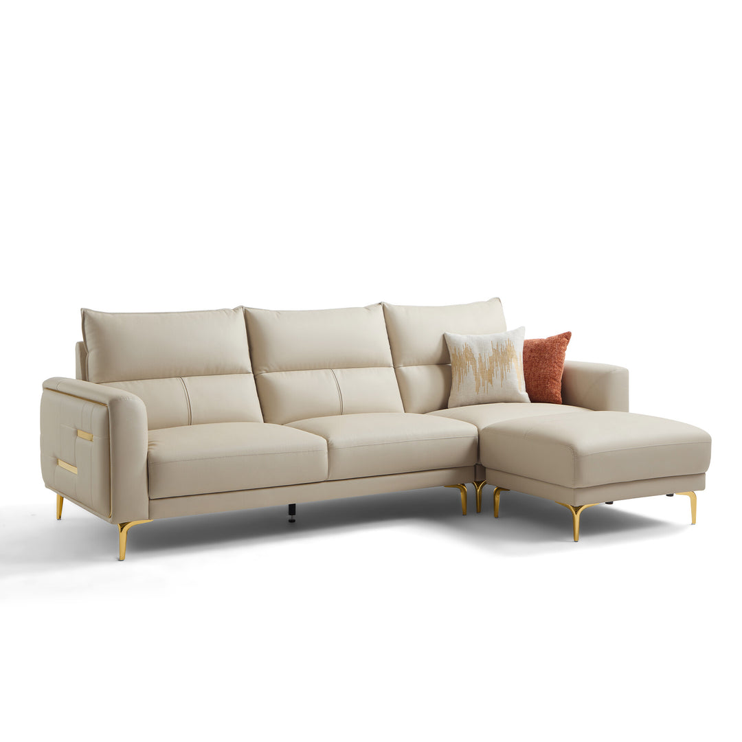 ANIKA Leather Sectional Sofa with Ottoman