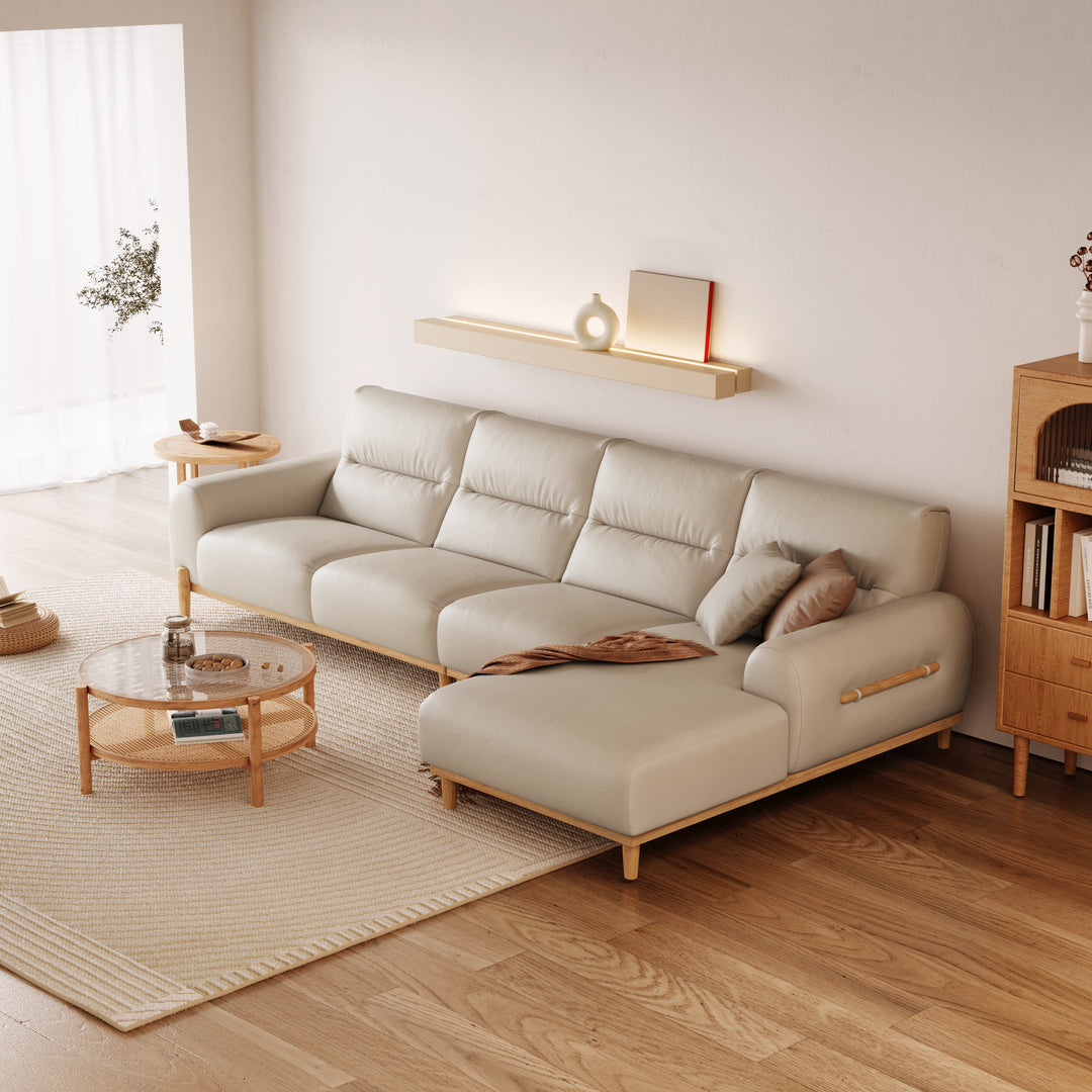 LIEZEL White Cream Sectional Sofa