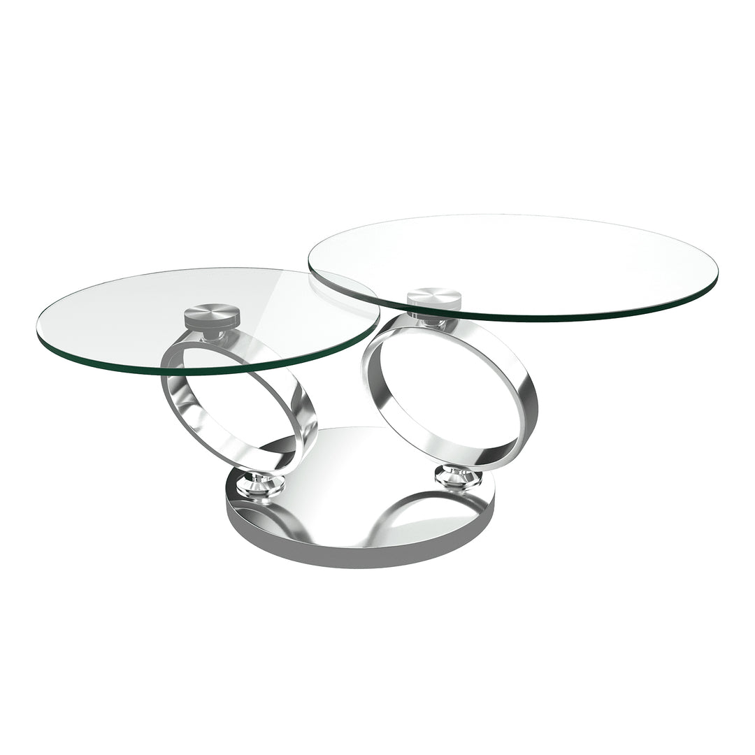 2 Round Tempered Glass Tops Coffee Table