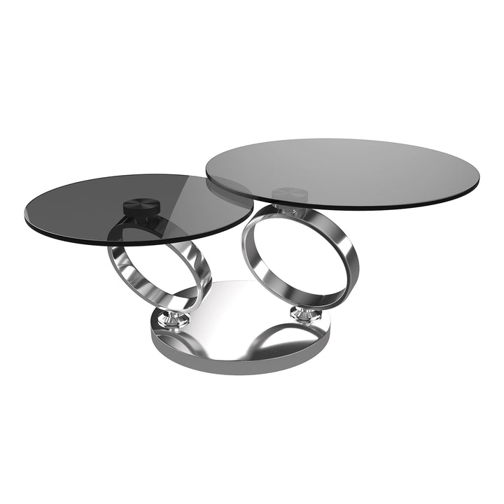 2 Round Tempered Glass Tops Coffee Table