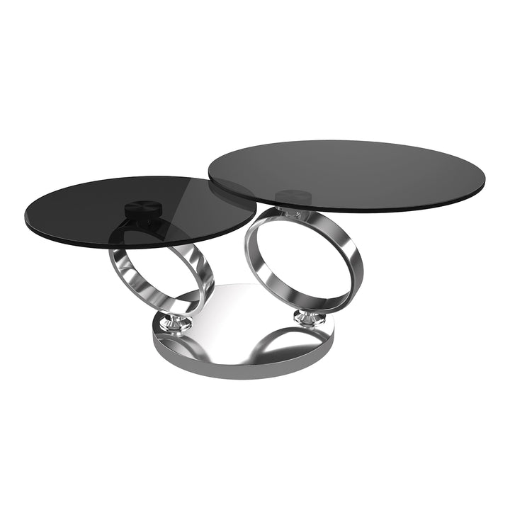 2 Round Tempered Glass Tops Coffee Table