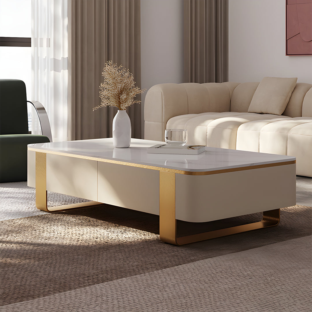 ERYNDOR Snow White Gloss Top Coffee Table