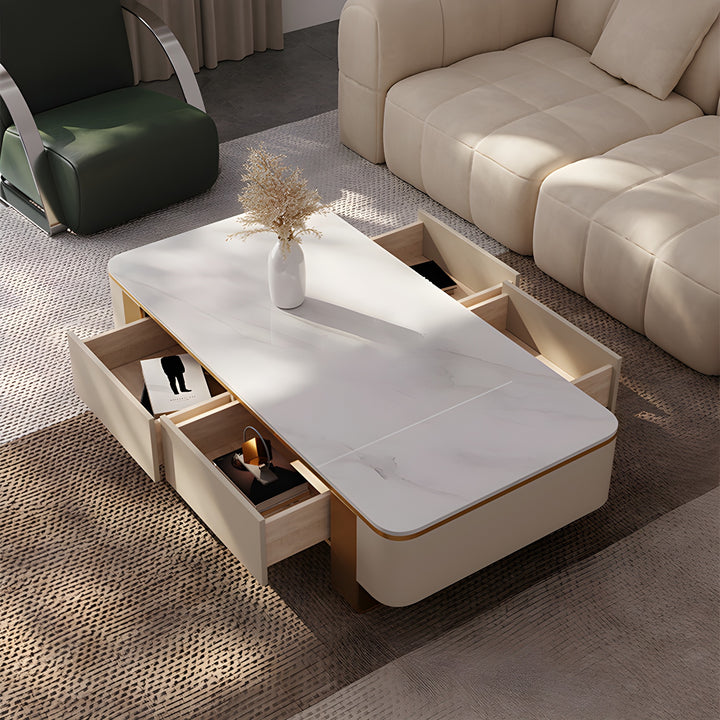 ERYNDOR Snow White Gloss Top Coffee Table