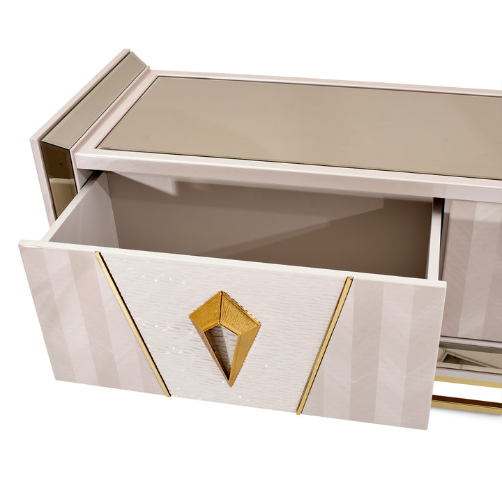 CARMELA Shimmer Ivory TV Stand  - Michael Amini