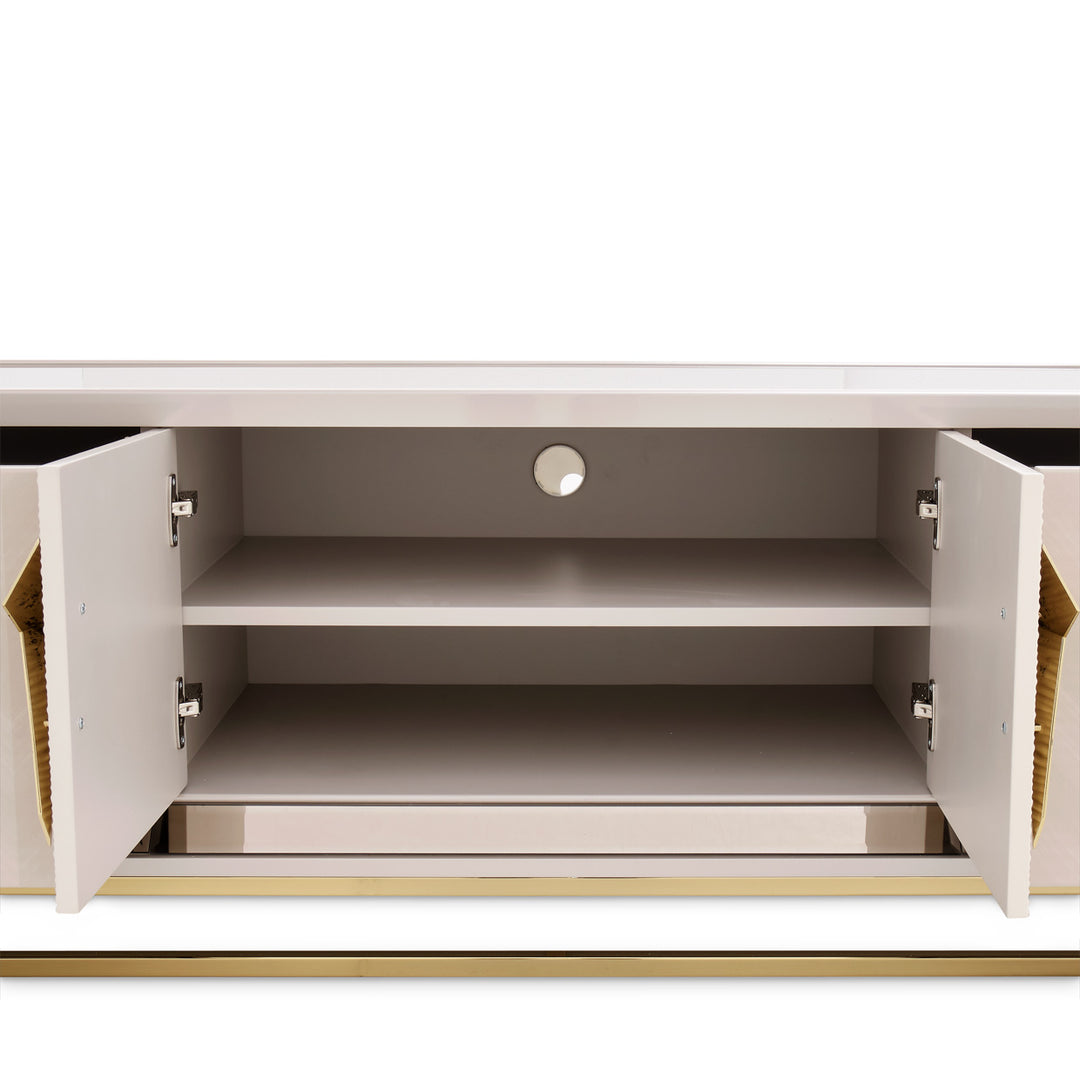 CARMELA Shimmer Ivory TV Stand  - Michael Amini