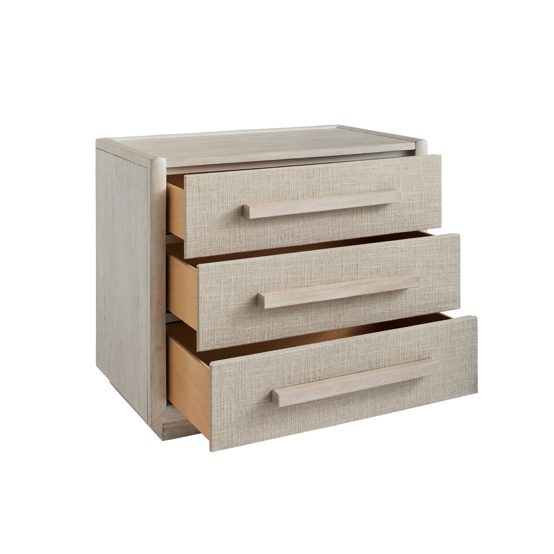 COTIERE 3 Drawers Linen Wood Nightstand