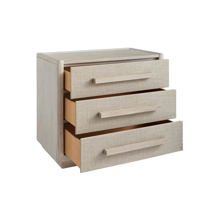 COTIERE 3 Drawers Linen Wood Nightstand