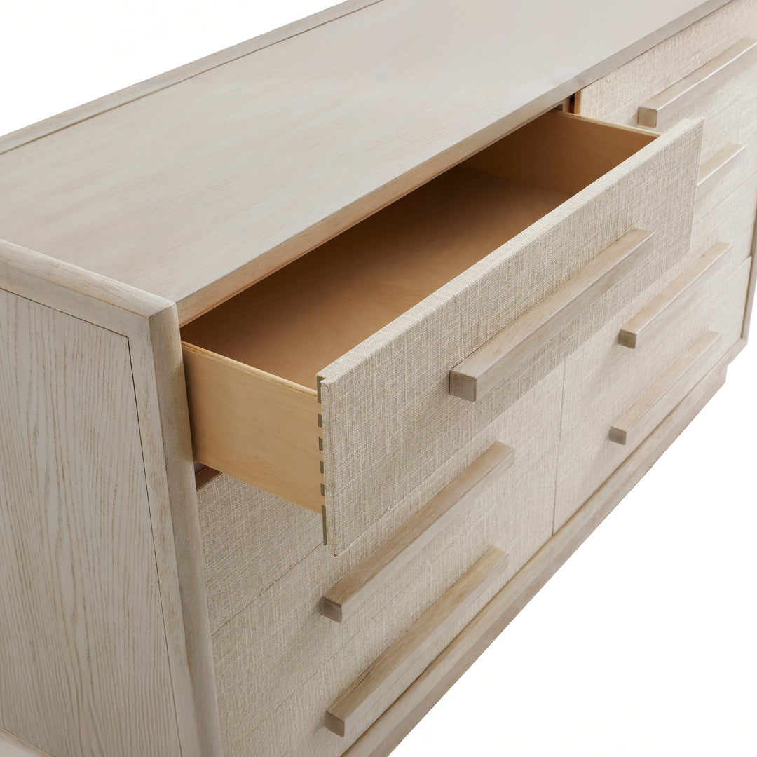 COTIERE Linen Wood 8 Drawers Dresser