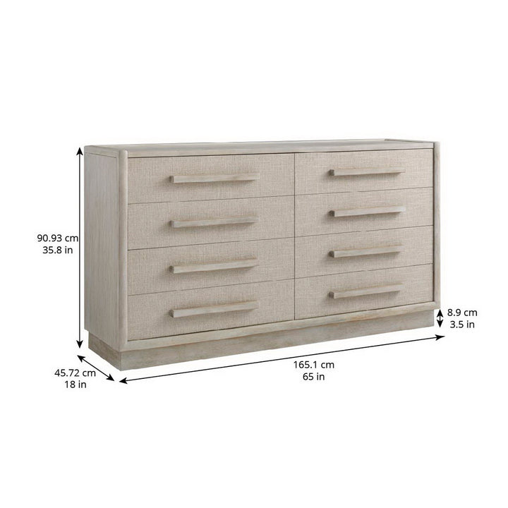 COTIERE Linen Wood 8 Drawers Dresser