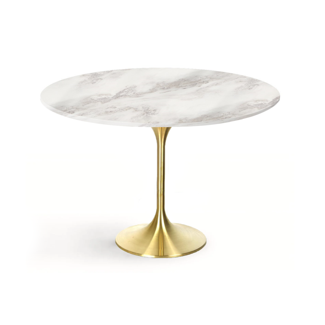 CREED Modular Round Dining Table Faux Marble Gold 1.2m