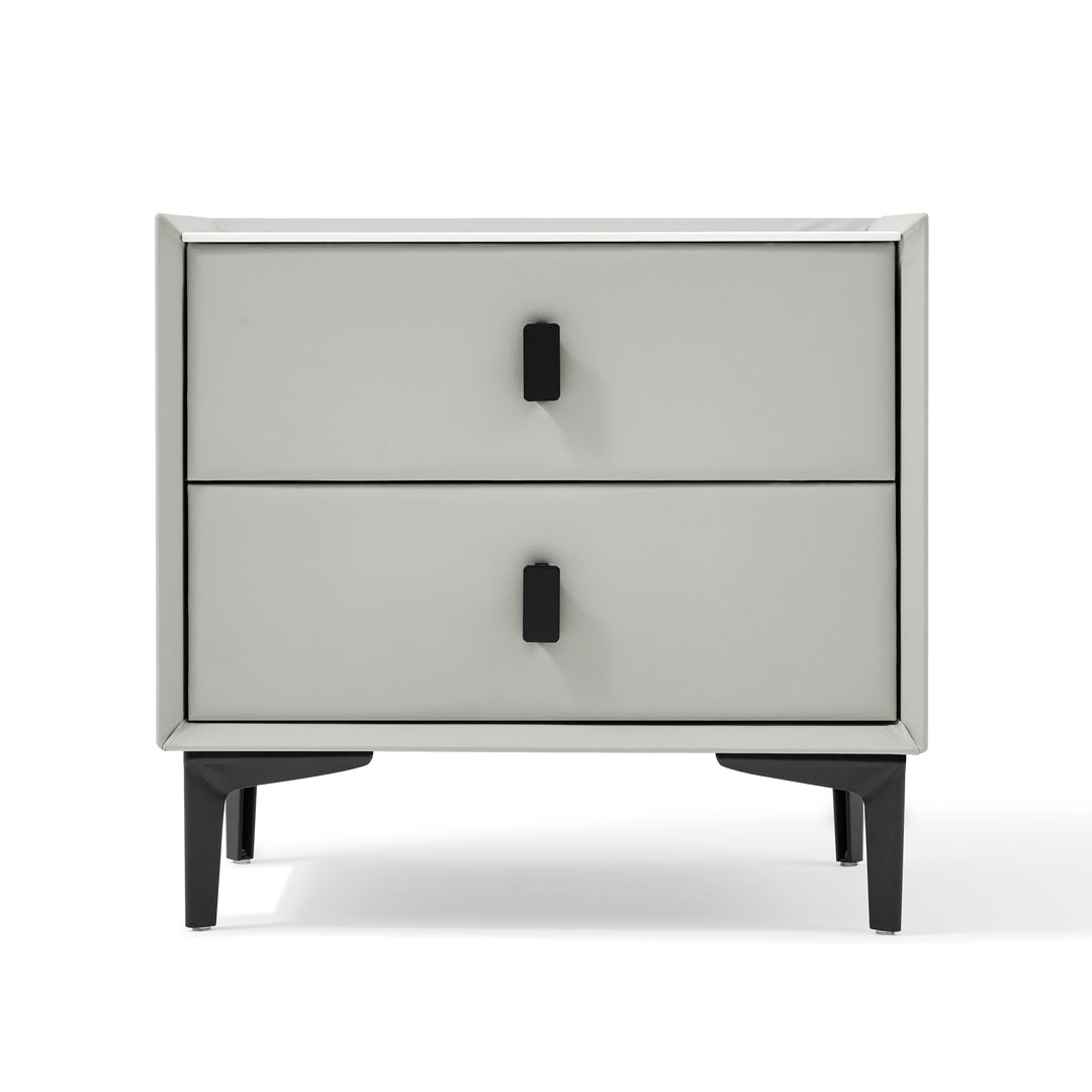 LISETTE Grey Nightstand with Two Drawers