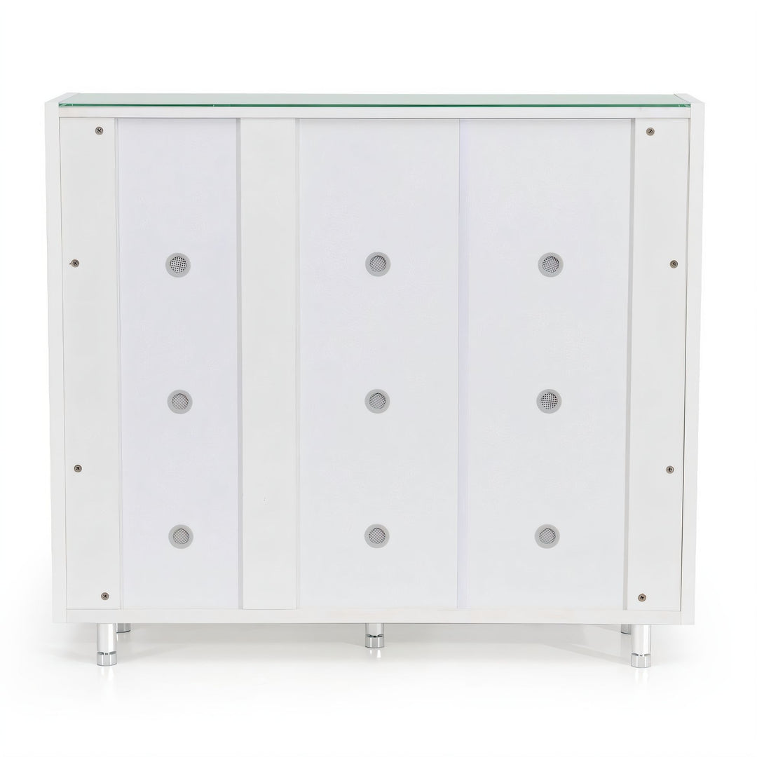 DION Glass Top White 3 Doors Shoe Cabinet