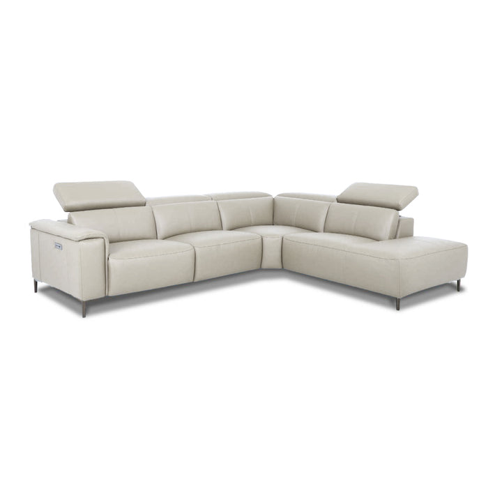 EVANDER Frost White Leather Power Motion Sectional Sofa