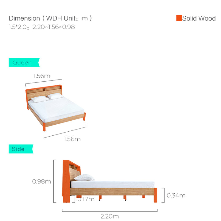 LINDEN Floating Oak Frame Bed with LED Under-lighting