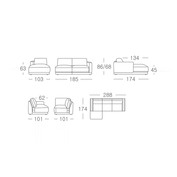 DEAN Square-Shaped Sectional